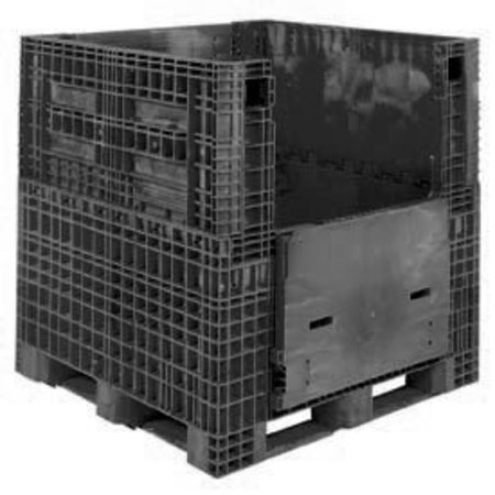 AKRO-MILS Buckhorn BN4845442010000 Folding Bulk Shipping Container - 48"L x 45"W x 44"H, 2000 Lb. Cap. Black BN4845442010000